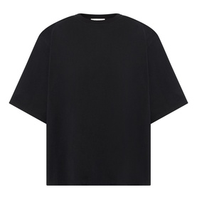 The Frankie Shop black oversized cotton T-shirt with dropped shoulders, crew neck, and short sleeves