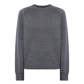 The Frankie Shop dark grey wool-blend crew neck sweatshirt with raglan sleeves and ribbed cuffs and hem