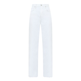 The Frankie Shop white straight-leg cotton jeans with high waist and five-pocket design