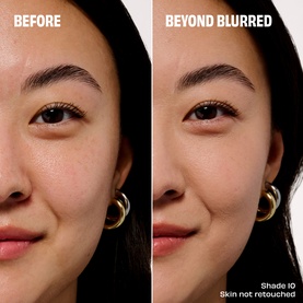 Benefit Porefessional Concealer before and after comparison in shade 10, showing smoothed, blurred skin on model's face