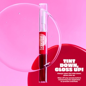 Benefit Benetint Pocket Pal lip gloss in Original Rose, dual-ended tint and gloss applicator with red-pink formula visible