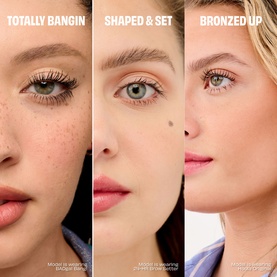 Benefit You've Got Aura Summer Essentials Gift Set: three models showing mascara, brow, and bronzer looks side by side