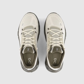 On Running trainers in Fern Grain, overhead view showing cream upper with olive green insole and dark chunky sole, lace-up fastening