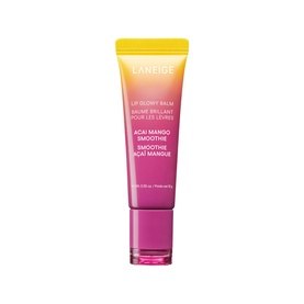 Laneige Lip Glowy Balm Mango Acai Smoothie in a pink-yellow gradient tube with bold label detail