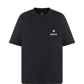 Snow Peak black oversized crew neck T-shirt with small chest logo print, short sleeves and relaxed fit