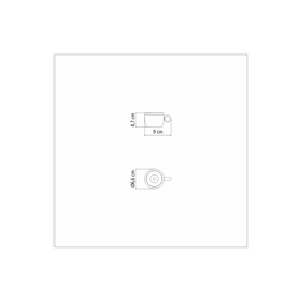 Tramontina beige mug shown in technical line drawing with dimensions, top and side views illustrating compact cylindrical form.
