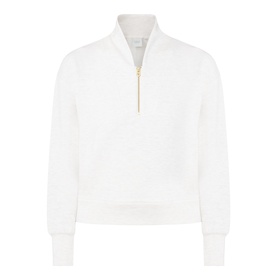 Varley Ivory Marl half-zip sweatshirt with gold-tone zip, ribbed cuffs and collar, relaxed fit