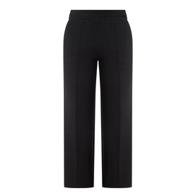 Varley black wide-leg cropped sweat trousers with elasticated waist, in viscose-blend fabric, flat lay view