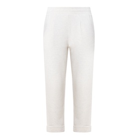 Varley Ivory Marl sweat trousers with elasticated waist, tapered leg and turned-up cuffs