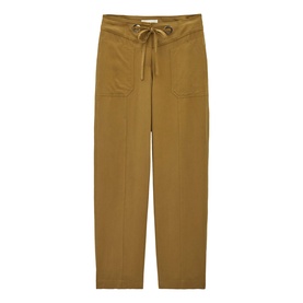 Bash yellow wide-leg trousers with drawstring waist and patch pockets, relaxed tapered fit
