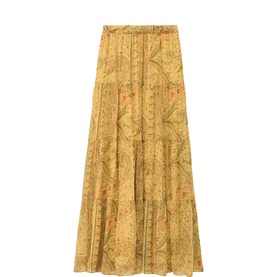 Cali Paisley Tiered Flared Skirt