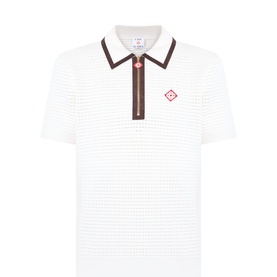 Waffle Stitch Logo Polo Shirt