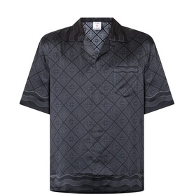 Monogram Cuban-Collar Silk Shirt