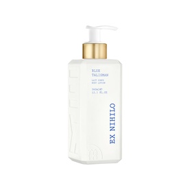 Ex Nihilo Blue Talisman body lotion in white pump bottle with gold cap, 500ml