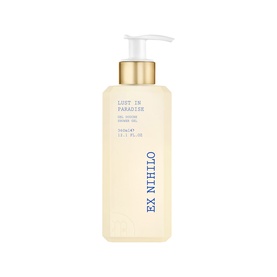Ex Nihilo Lust In Paradise Shower Gel in clear pump bottle with gold cap, 245ml