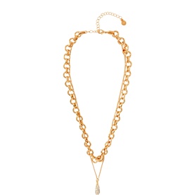 Layered Pave Drop Pendant Necklace