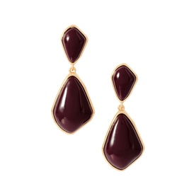 Mint Velvet red and gold-tone double drop earrings with geometric resin stones in deep burgundy red finish