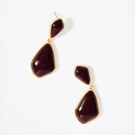 Mint Velvet red and gold-tone double drop earrings with irregular geometric resin panels and stud fastening