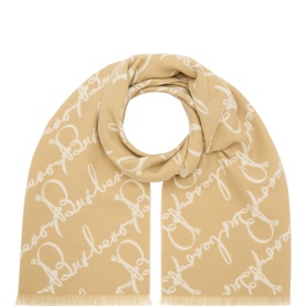 Belt Logo Script Fringed Scarf