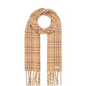 Small Check Print Fringed Scarf