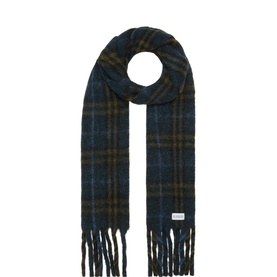 Small Check Print Fringed Scarf
