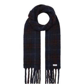 Small Check Print Fringed Scarf