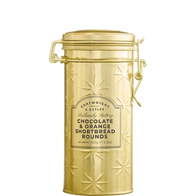 Christmas Chocolate and Orange Shortbread Rounds Tin 150g