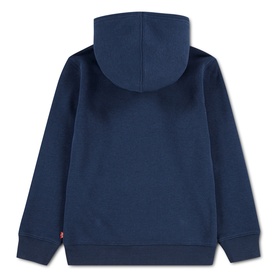 Levi's children's naval academy blue hoodie, rear view showing hood and ribbed hem details