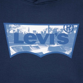 Levi's children's hoodie in Naval Academy blue with large batwing logo graphic print to chest