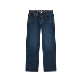 Levi's children's jeans in Dark Hollow dark blue denim, straight leg fit with five-pocket styling and branded rivets