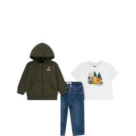 Logo Hoddie, Jeans & T-Shirt Three-Piece Set