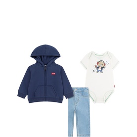 Logo Hoodie, Jeans & Bodysuit Three-Piece Set