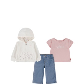 Logo Hoddie, Jeans & T-Shirt Three-Piece Set
