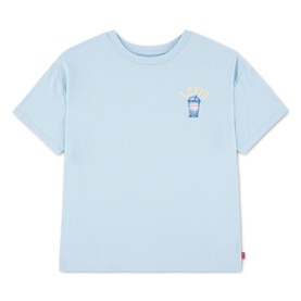 Levi's children's Angel Falls blue T-shirt with small graphic print on chest, short sleeves, flat lay view