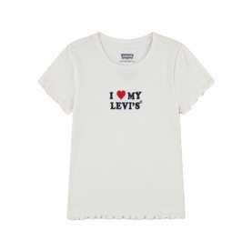 Levi's Egret T-shirt with "I Love My Levi's" graphic print and frill hem, children's