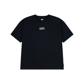 Levis children's Jet Black T-shirt with small white Levis chest logo, crew neck, short sleeves, laid flat