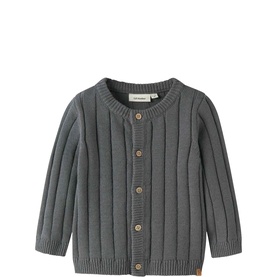 Logo Label Ribbed Knitted Cardigan