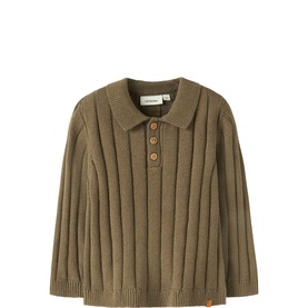 Logo Label Ribbed Knitted Polo Shirt