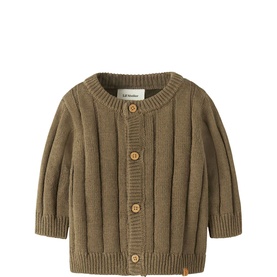 Logo Label Ribbed Knitted Cardigan