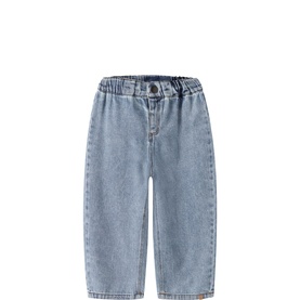 Logo Label Wide Leg Denim Jeans
