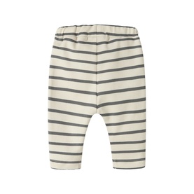 Lil Atelier baby trousers in Turtledove with grey stripes, elasticated waist, flatlay back view