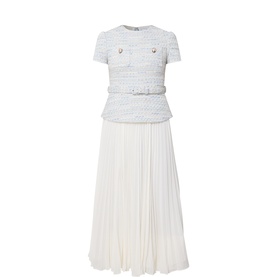 Boucl&eacute; Chiffon Midi Dress