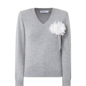 Floral Corsage Knitted Sweater