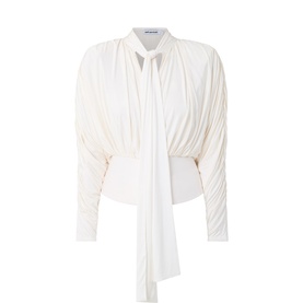 Tie Neck Jersey Blouse