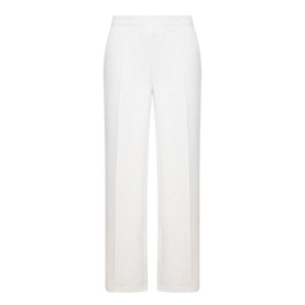 Varley Sweat Bottoms in Ivory Marl, wide-leg silhouette with elasticated waist and pressed front crease detail
