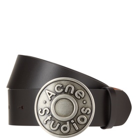 Button Logo Leather Belt