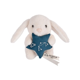 Histoire d'Ours cream bunny plush holding a teal star with constellation embroidery and zodiac tag