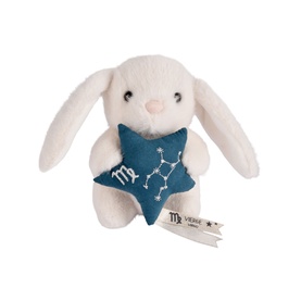 Histoire d'Ours white plush bunny soft toy holding teal star with Virgo constellation embroidery