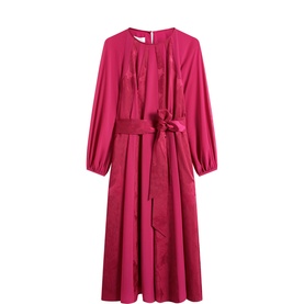 Loren Striped Jacquard Flared Dress