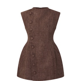 Tweed Button Mini Dress